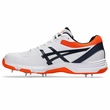 Gel 100 Not Out Men's Spike Shoes - White/Midnight/Shocking Orange