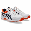Gel 100 Not Out Men's Spike Shoes - White/Midnight/Shocking Orange